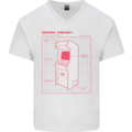 Retro Arcade Game Cabinet Gaming Gamer Mens V-Neck Cotton T-Shirt White