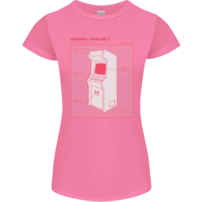 Retro Arcade Game Cabinet Gaming Gamer Womens Petite Cut T-Shirt Azalea