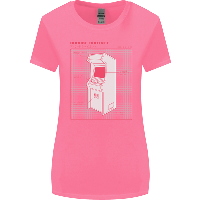 Retro Arcade Game Cabinet Gaming Gamer Womens Wider Cut T-Shirt Azalea