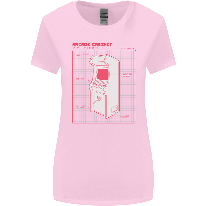 Retro Arcade Game Cabinet Gaming Gamer Womens Wider Cut T-Shirt Light Pink
