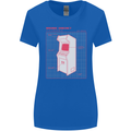 Retro Arcade Game Cabinet Gaming Gamer Womens Wider Cut T-Shirt Royal Blue