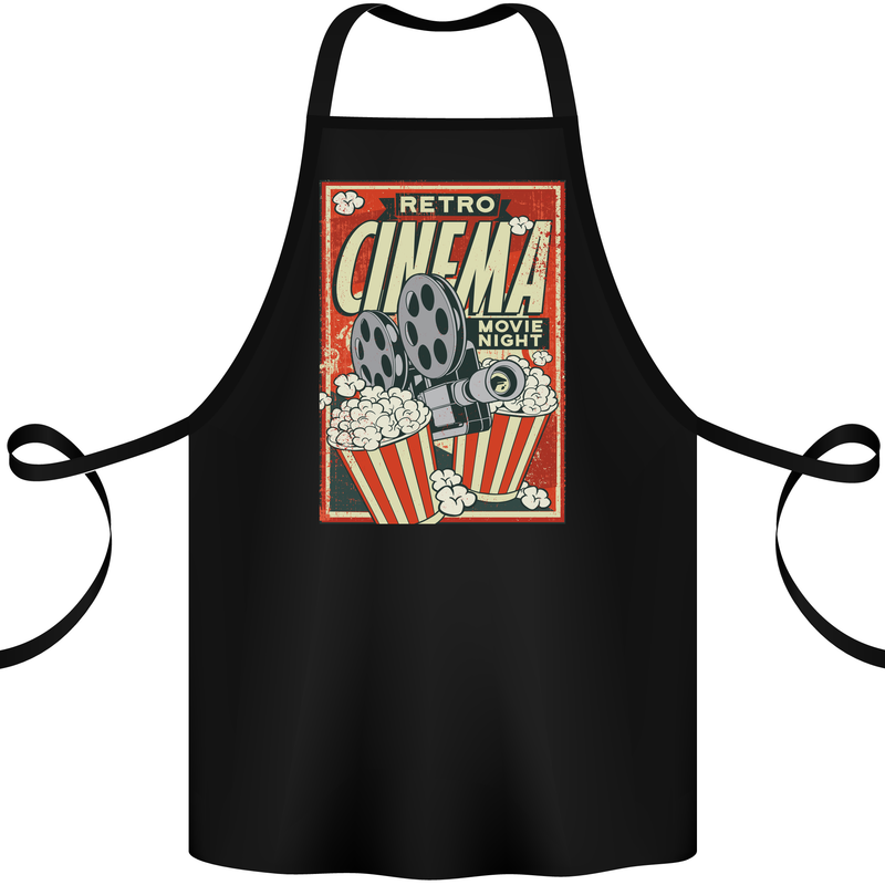 Retro Cinema Movie Night Films & TV Cotton Apron 100% Organic Black