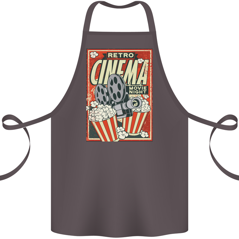 Retro Cinema Movie Night Films & TV Cotton Apron 100% Organic Dark Grey