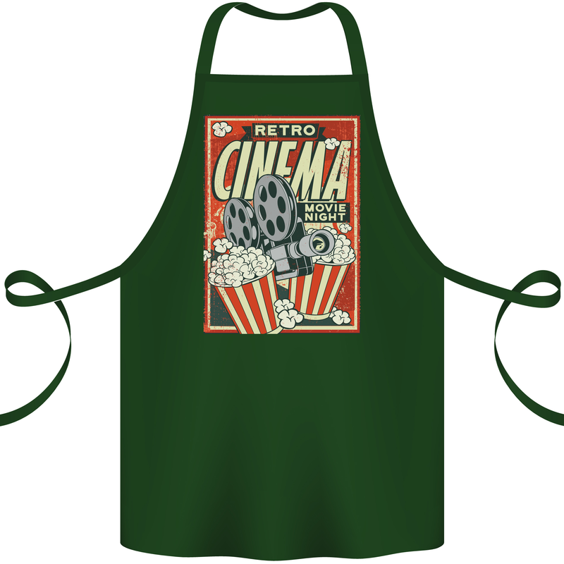 Retro Cinema Movie Night Films & TV Cotton Apron 100% Organic Forest Green
