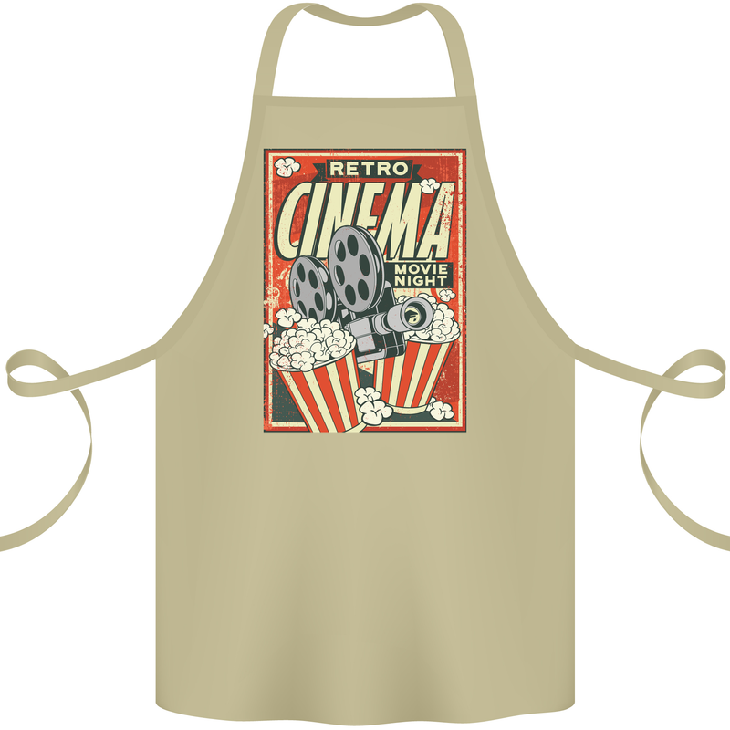 Retro Cinema Movie Night Films & TV Cotton Apron 100% Organic Khaki