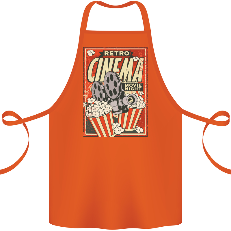 Retro Cinema Movie Night Films & TV Cotton Apron 100% Organic Orange