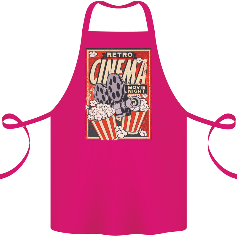 Retro Cinema Movie Night Films & TV Cotton Apron 100% Organic Pink