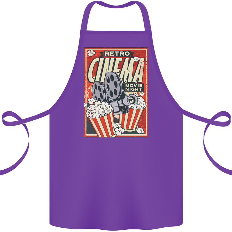 Retro Cinema Movie Night Films & TV Cotton Apron 100% Organic Purple