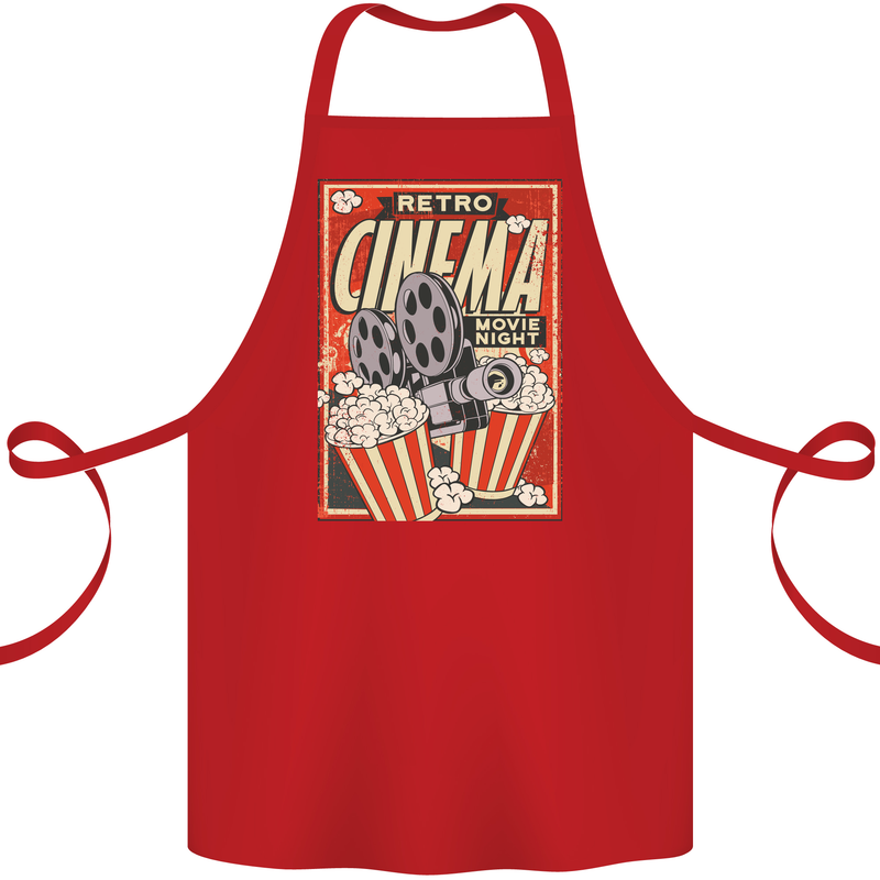 Retro Cinema Movie Night Films & TV Cotton Apron 100% Organic Red