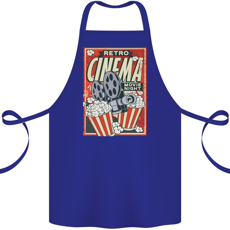 Retro Cinema Movie Night Films & TV Cotton Apron 100% Organic Royal Blue