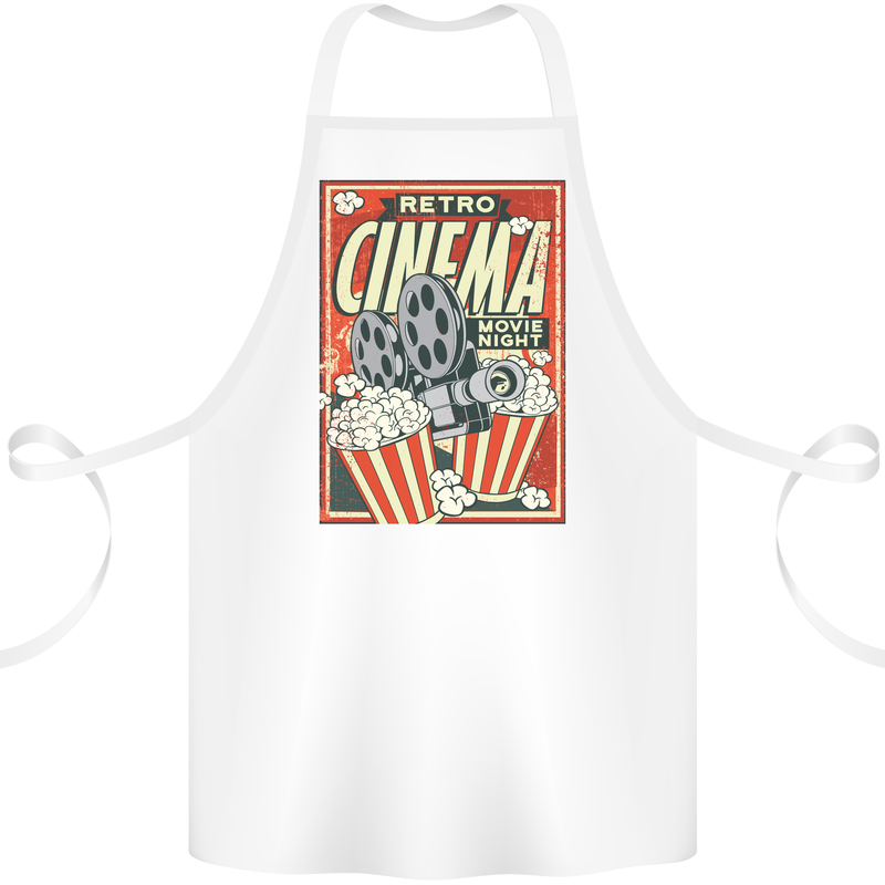 Retro Cinema Movie Night Films & TV Cotton Apron 100% Organic White