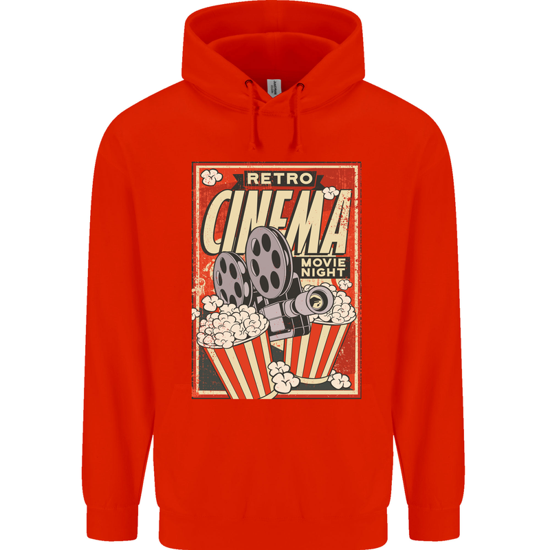 Retro Cinema Movie Night Films & TV Mens 80% Cotton Hoodie Bright Red