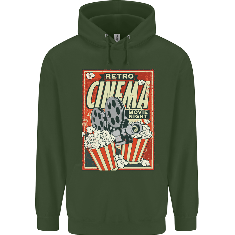 Retro Cinema Movie Night Films & TV Mens 80% Cotton Hoodie Forest Green