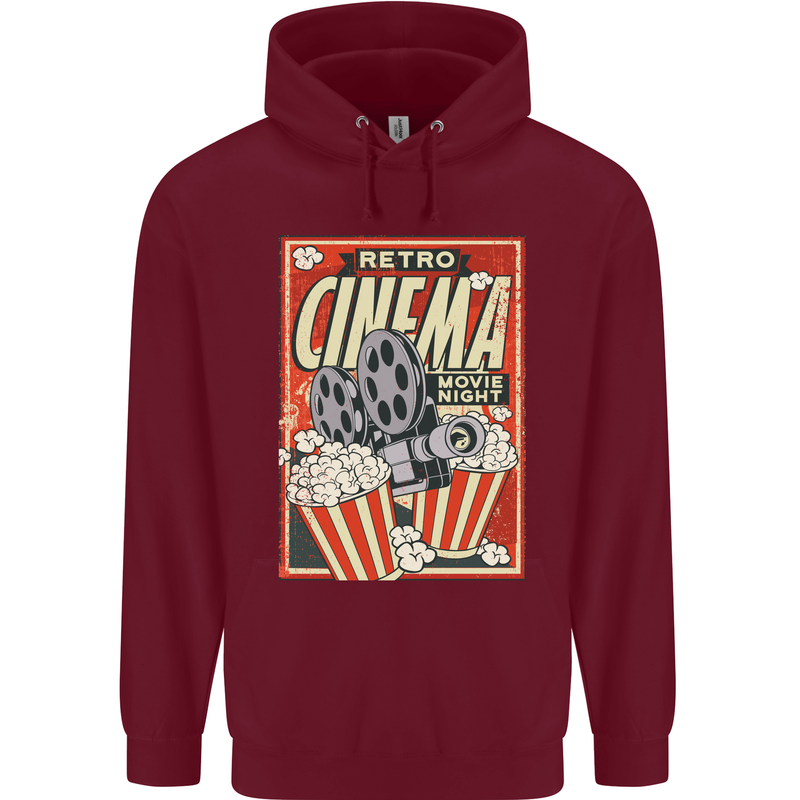 Retro Cinema Movie Night Films & TV Mens 80% Cotton Hoodie Maroon