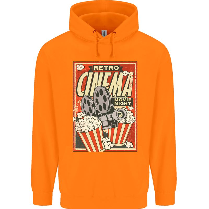 Retro Cinema Movie Night Films & TV Mens 80% Cotton Hoodie Orange