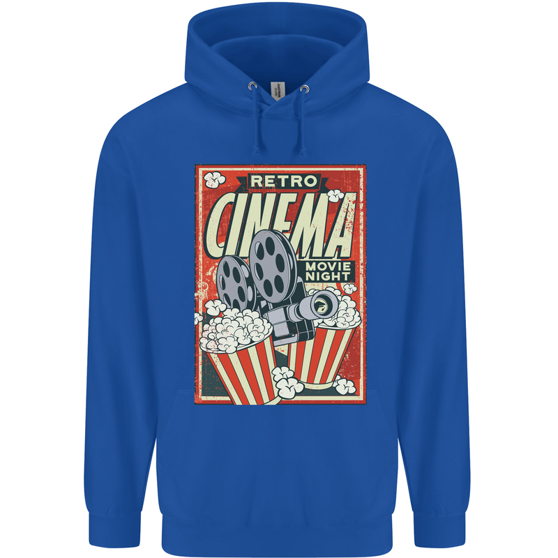 Retro Cinema Movie Night Films & TV Mens 80% Cotton Hoodie Royal Blue