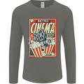 Retro Cinema Movie Night Films & TV Mens Long Sleeve T-Shirt Charcoal