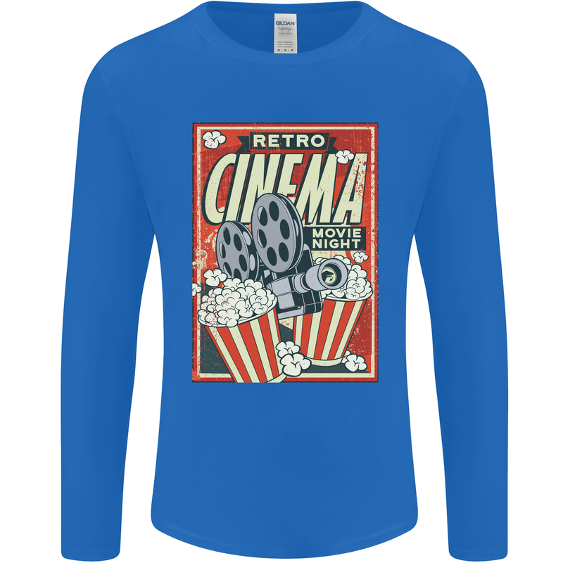 Retro Cinema Movie Night Films & TV Mens Long Sleeve T-Shirt Royal Blue