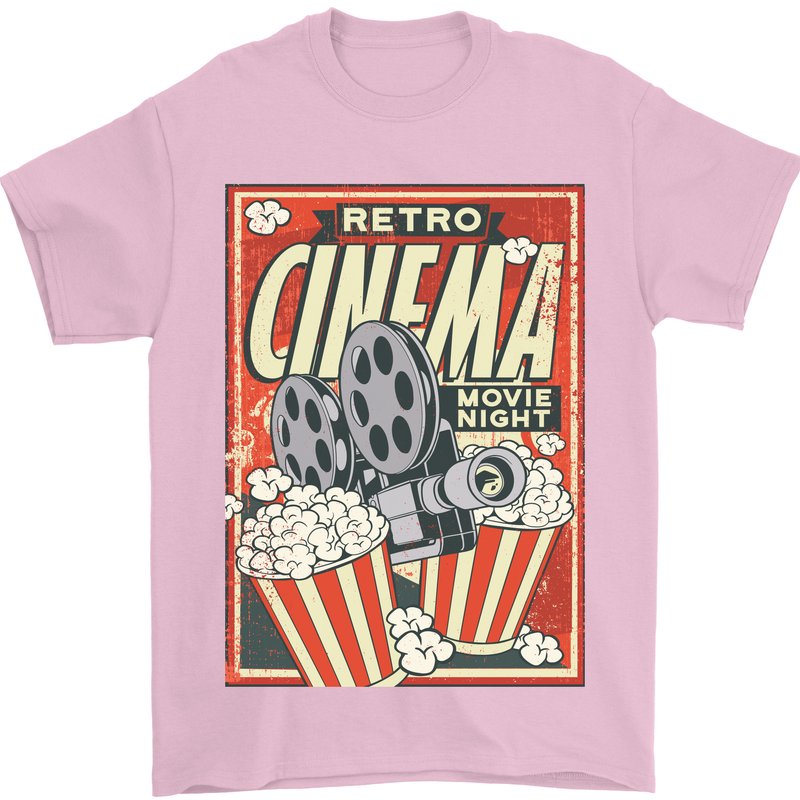 Retro Cinema Movie Night Films & TV Mens T-Shirt Cotton Gildan Light Pink