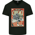 Retro Cinema Movie Night Films & TV Mens V-Neck Cotton T-Shirt Black