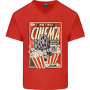 Retro Cinema Movie Night Films & TV Mens V-Neck Cotton T-Shirt Red