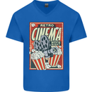 Retro Cinema Movie Night Films & TV Mens V-Neck Cotton T-Shirt Royal Blue