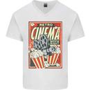 Retro Cinema Movie Night Films & TV Mens V-Neck Cotton T-Shirt White
