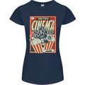 Retro Cinema Movie Night Films & TV Womens Petite Cut T-Shirt Navy Blue