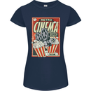 Retro Cinema Movie Night Films & TV Womens Petite Cut T-Shirt Navy Blue