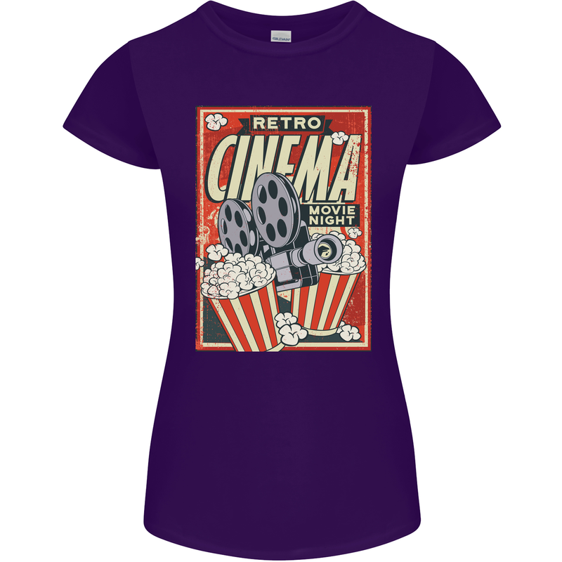 Retro Cinema Movie Night Films & TV Womens Petite Cut T-Shirt Purple