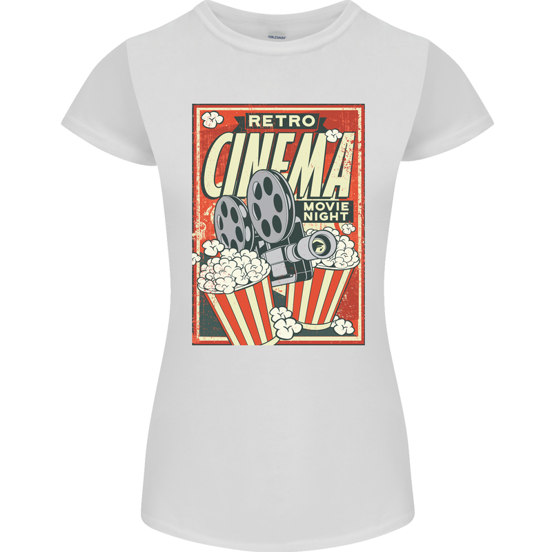 Retro Cinema Movie Night Films & TV Womens Petite Cut T-Shirt White