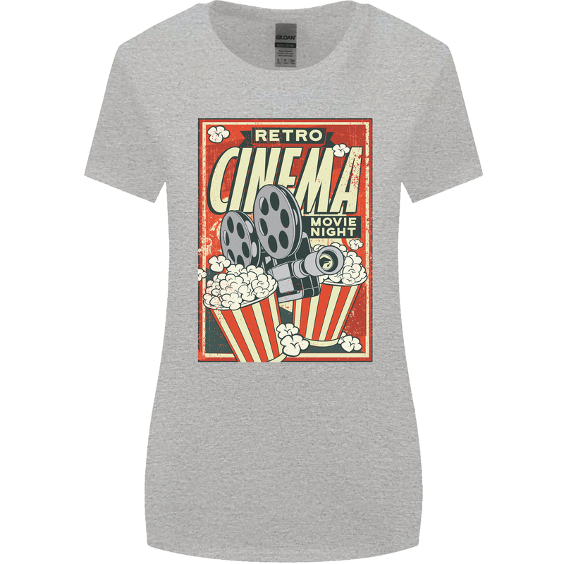 Retro Cinema Movie Night Films & TV Womens Wider Cut T-Shirt Sports Grey