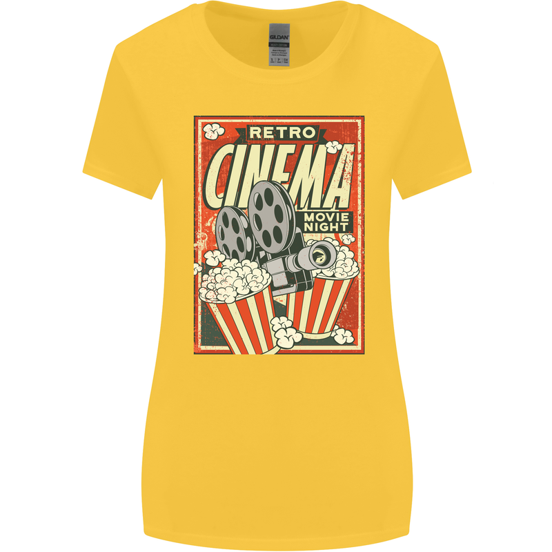 Retro Cinema Movie Night Films & TV Womens Wider Cut T-Shirt Yellow