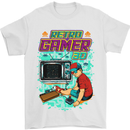 Retro Gamer Arcade Games Gaming Mens T-Shirt Cotton Gildan White