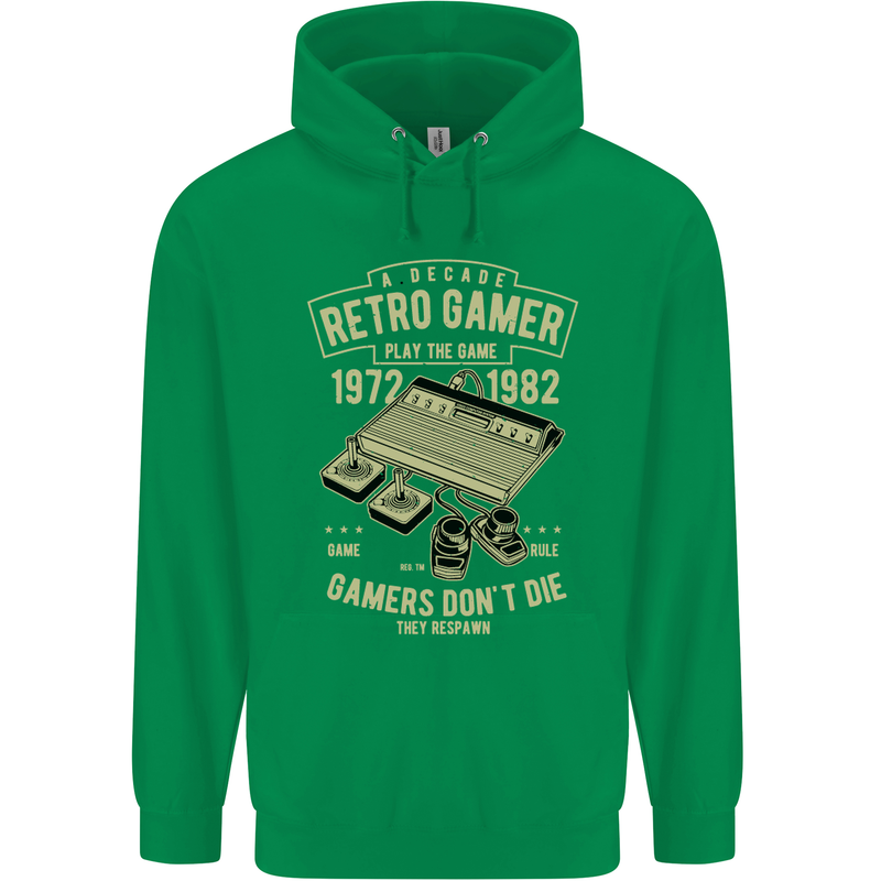 Retro Gamer Funny Gaming Childrens Kids Hoodie Irish Green