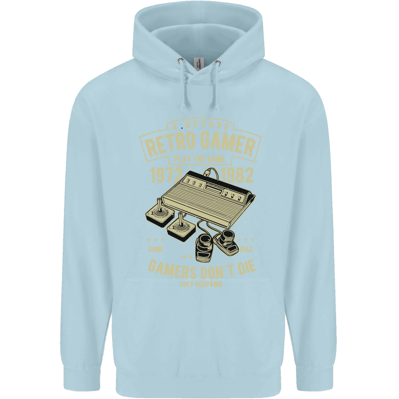 Retro Gamer Funny Gaming Childrens Kids Hoodie Light Blue