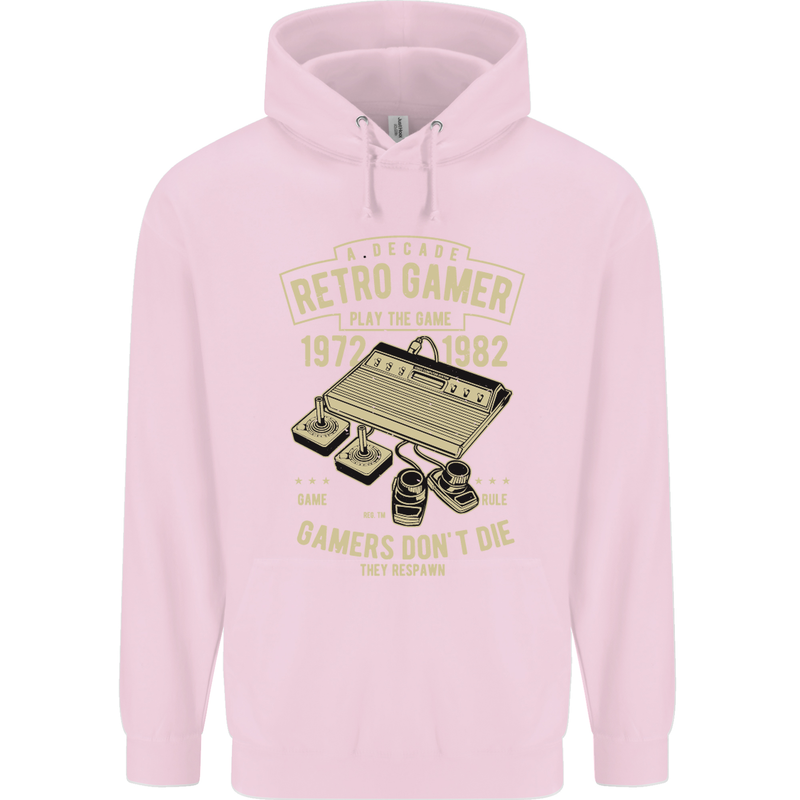 Retro Gamer Funny Gaming Childrens Kids Hoodie Light Pink