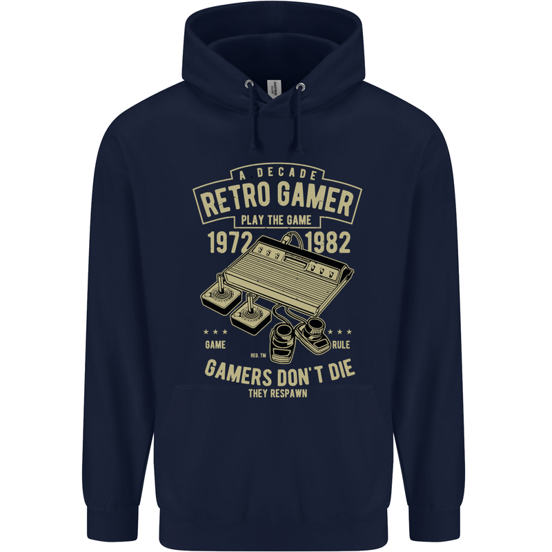 Retro Gamer Funny Gaming Childrens Kids Hoodie Navy Blue