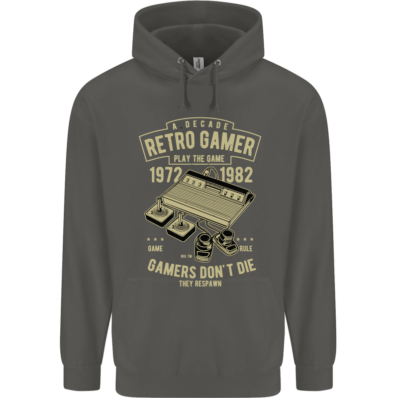 Retro Gamer Funny Gaming Childrens Kids Hoodie Storm Grey