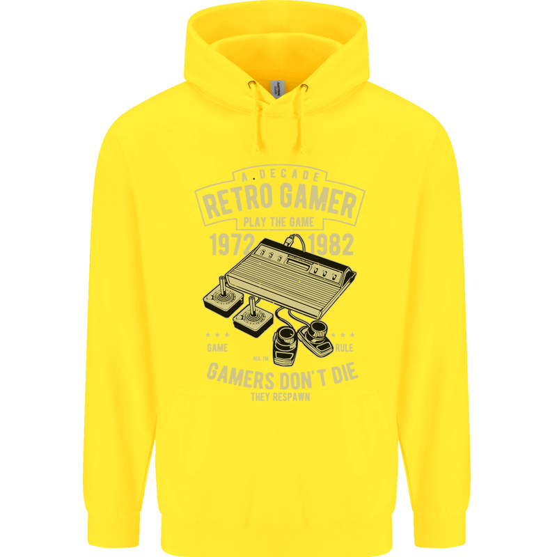 Retro Gamer Funny Gaming Childrens Kids Hoodie Yellow