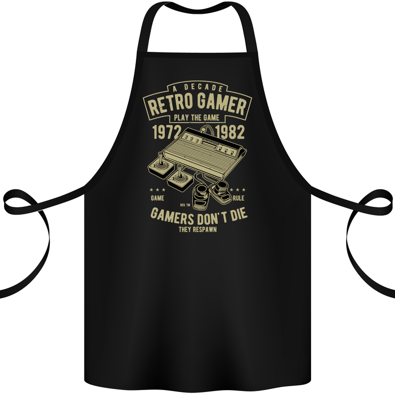 Retro Gamer Funny Gaming Cotton Apron 100% Organic Black
