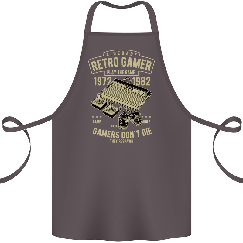 Retro Gamer Funny Gaming Cotton Apron 100% Organic Dark Grey