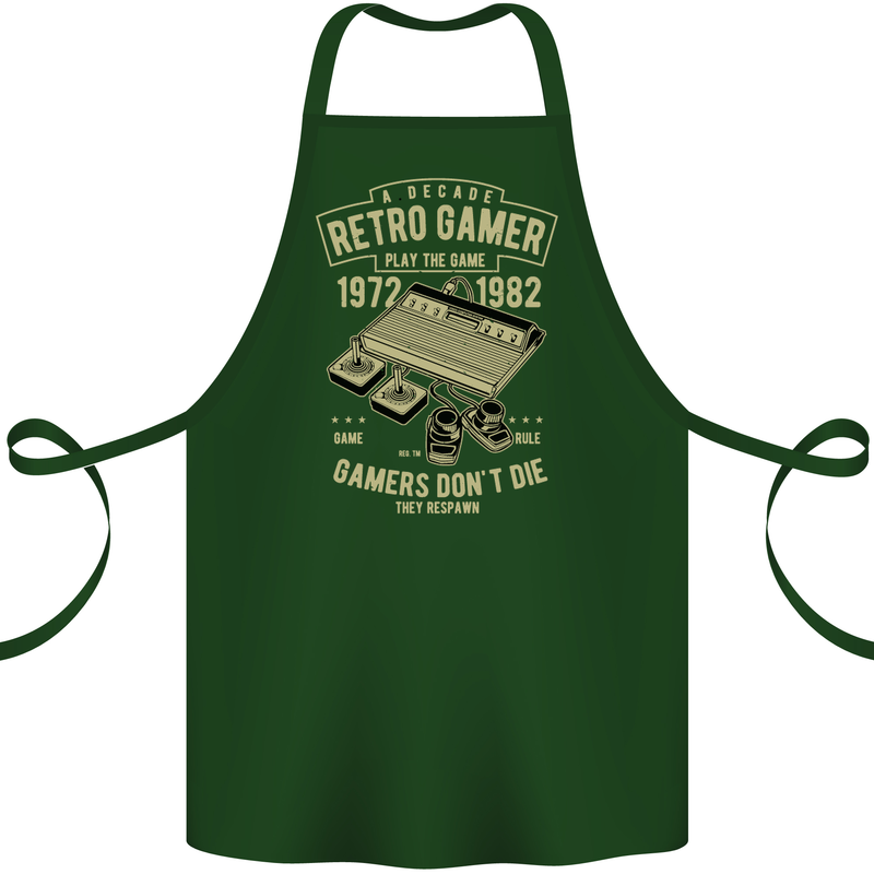 Retro Gamer Funny Gaming Cotton Apron 100% Organic Forest Green