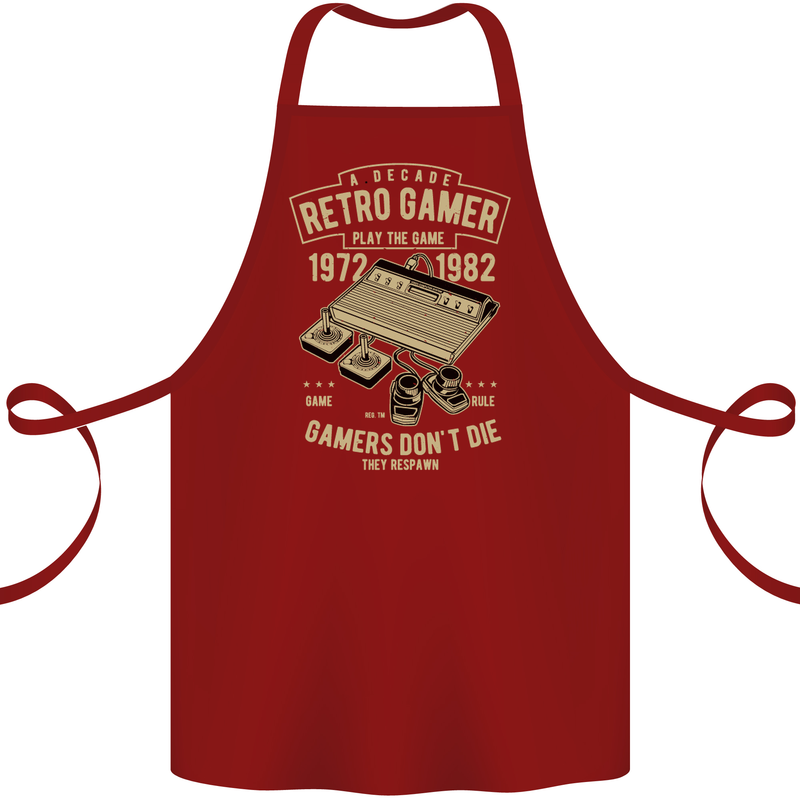Retro Gamer Funny Gaming Cotton Apron 100% Organic Maroon