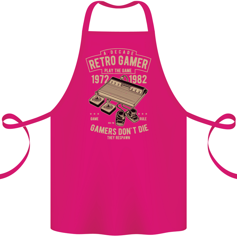 Retro Gamer Funny Gaming Cotton Apron 100% Organic Pink