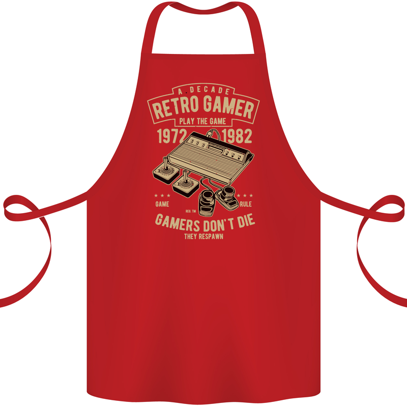 Retro Gamer Funny Gaming Cotton Apron 100% Organic Red