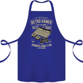 Retro Gamer Funny Gaming Cotton Apron 100% Organic Royal Blue