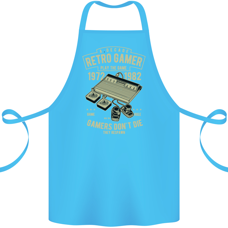 Retro Gamer Funny Gaming Cotton Apron 100% Organic Turquoise