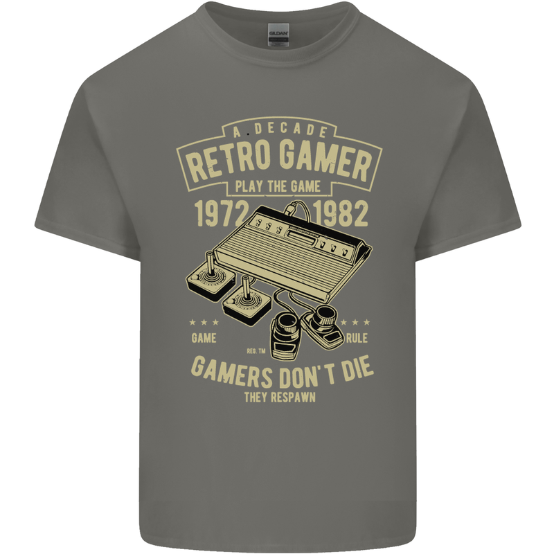 Retro Gamer Funny Gaming Kids T-Shirt Childrens Charcoal