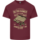 Retro Gamer Funny Gaming Mens Cotton T-Shirt Tee Top Maroon